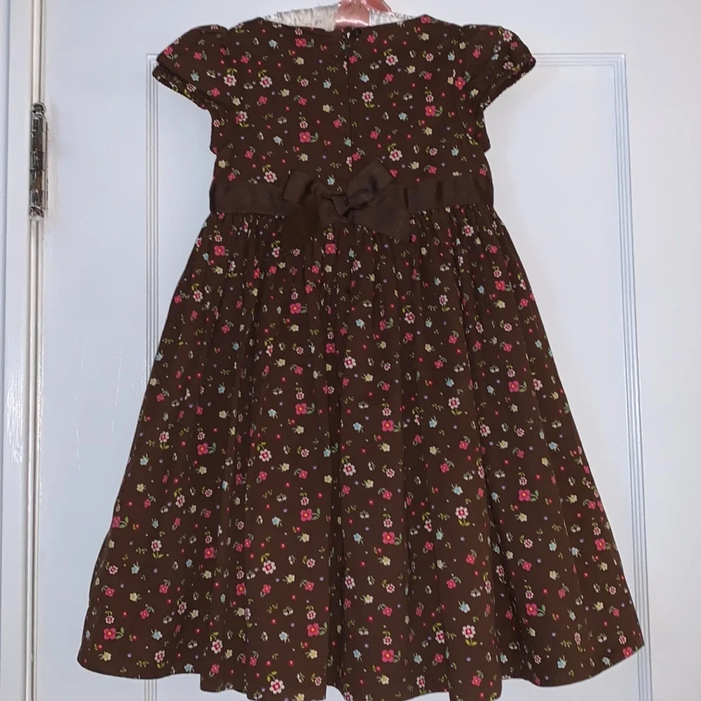 GAP Brown Floral Twirl Dress 4 EUC Beautiful! Lined